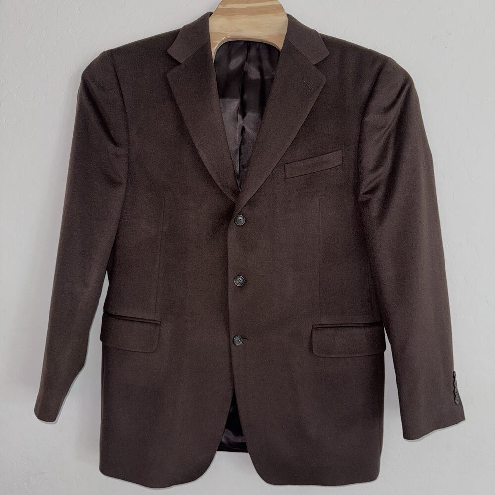 Mens Arnold Brant Cashmere Blazer Chocolate Brown Casual 3 Button 44 Long
